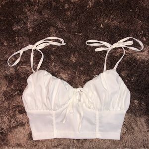PLT white ruched cup crop top